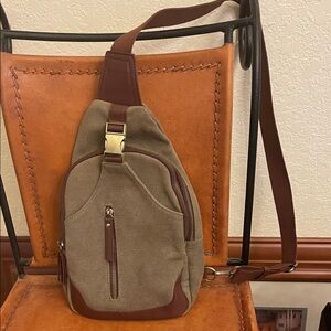 Brown Canvas Sling Bag